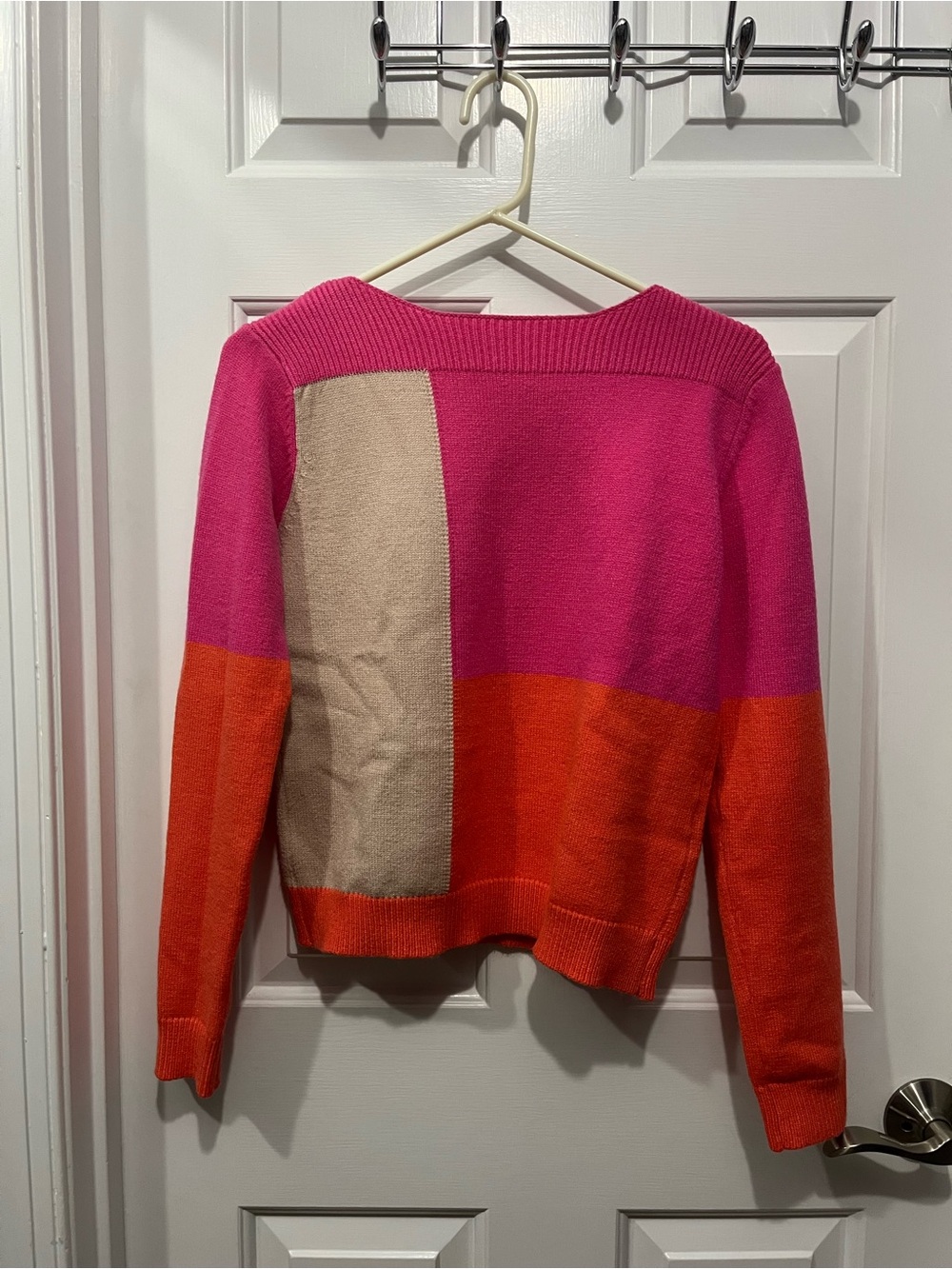 THML Colorblock Pink, Orange & Beige Women's Sweater